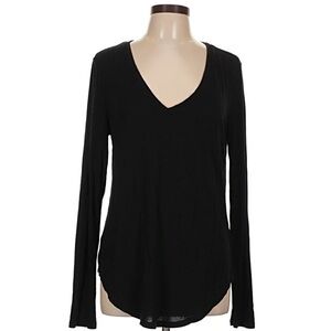 Old Navy Luxe Black V-Neck Long Sleeve Tee